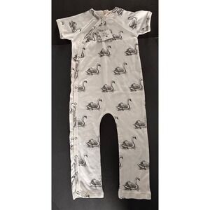 Kate‎ Quinn 2T Romper Unisex Organic Cotton Swan Short Sleeve Cream Black New